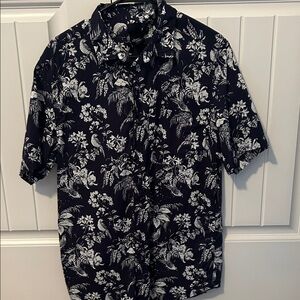 H&M Black and White Botanical Print Shirt